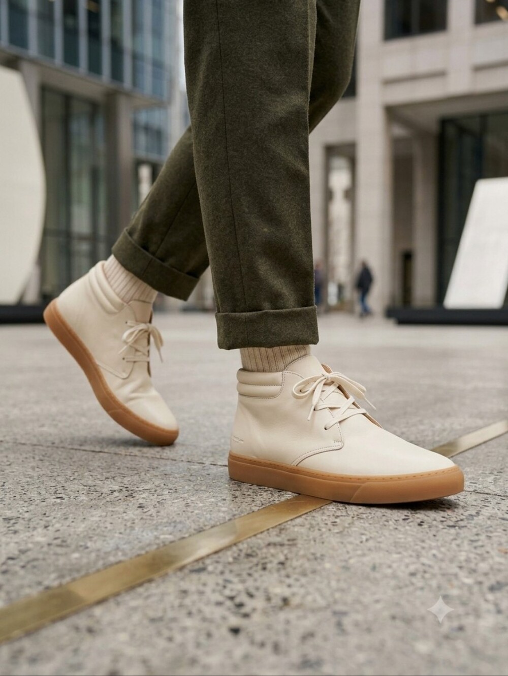 Nisolo Men's Diego Everyday Mid-Top Leather Sneakers Bone Cream 12.5 NWOB